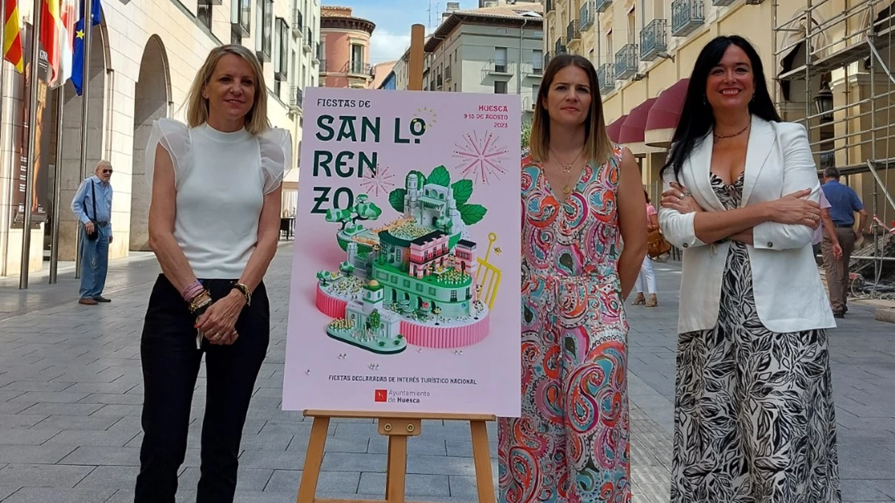 Diseño 3D y predominio del rosa en el cartel de fiestas