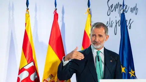 El rey Felipe, en la ceremonia de entrega de los premios de la Fundación Princesa de Girona. El rey Felipe, en la ceremonia de entrega de los premios de la Fundación Princesa de Girona.
