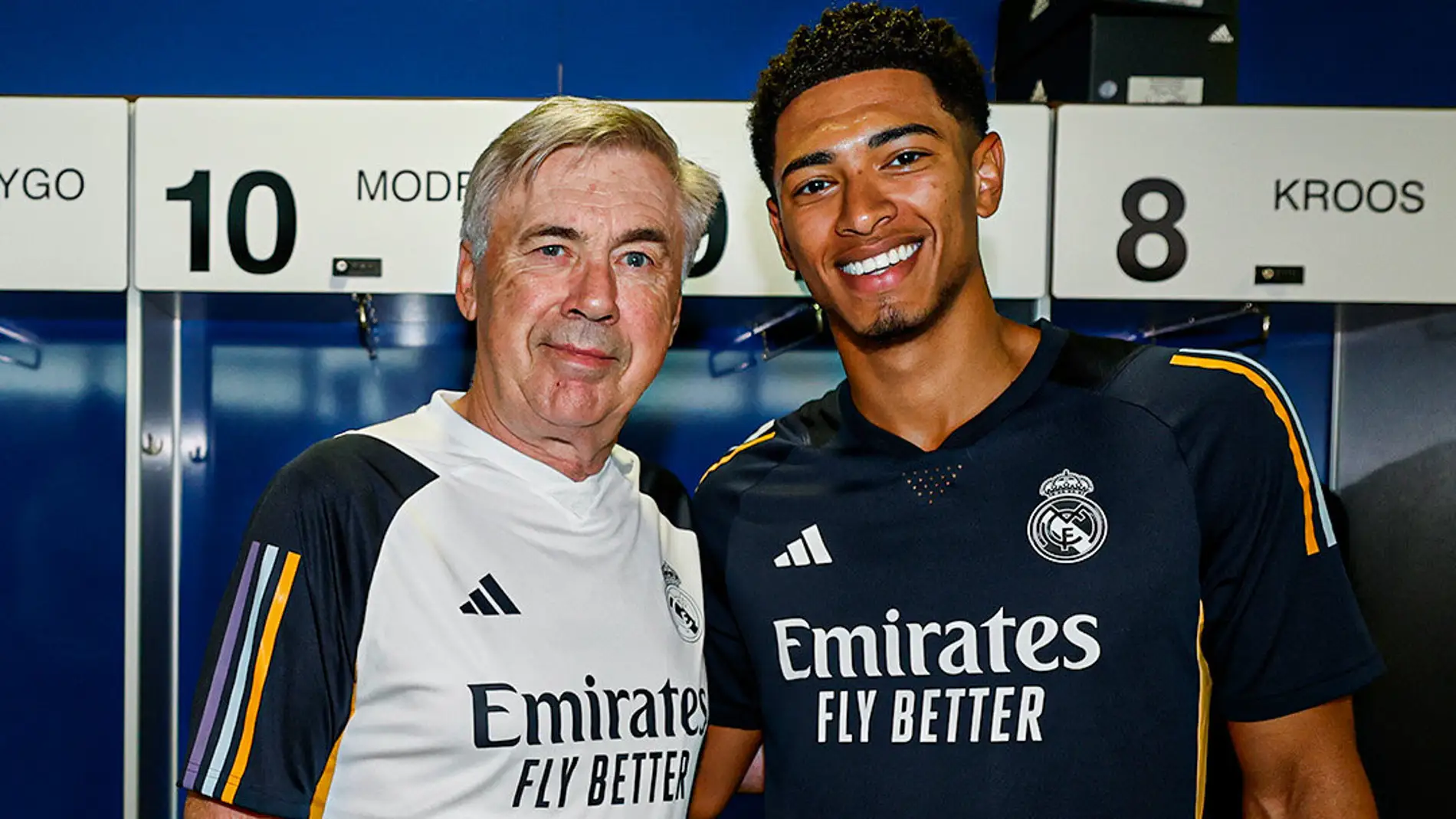 Ancelotti y Bellingham durante el primer día de trabajo del Real Madrid