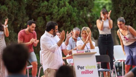 Acto central de campaña de la coalición Sumar MÉS en Palma con el cabeza de lista de cabeza de lista al Congreso, Vicenç Vidal, y la candidata a la presidencia del Gobierno de Sumar, Yolanda Díaz