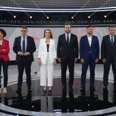 Los socios portavoces parlamentarios de los principales partidos en el debate celebrado por RTVE