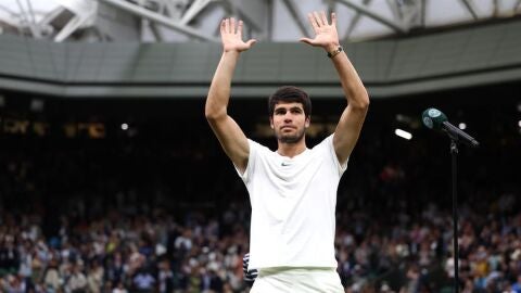 Carlos Alcaraz tras alcanzar la final e Wimbledon