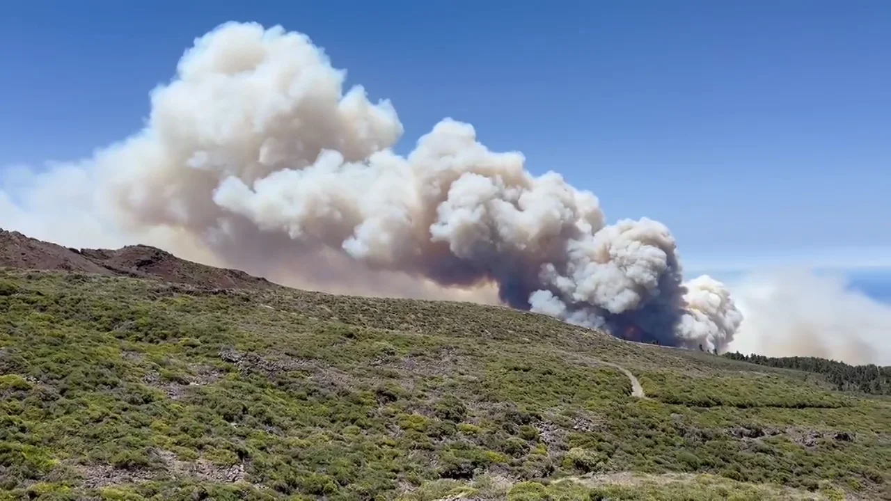 El incendio de Puntagorda alcalza la zona del Observatorio del Roque de Los Muchachos