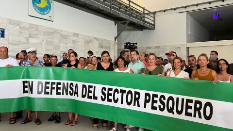 Instantes de la protesta en Barbate hoy