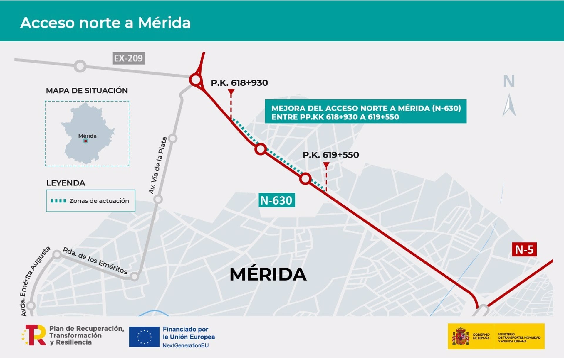 Casi 2,5 millones de euros para la humanización y calmado del acceso Norte a Mérida Casi 2,5 millones de euros para la humanización y calmado del acceso Norte a Mérida