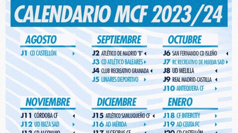 Calendario M&aacute;laga CF 23/24