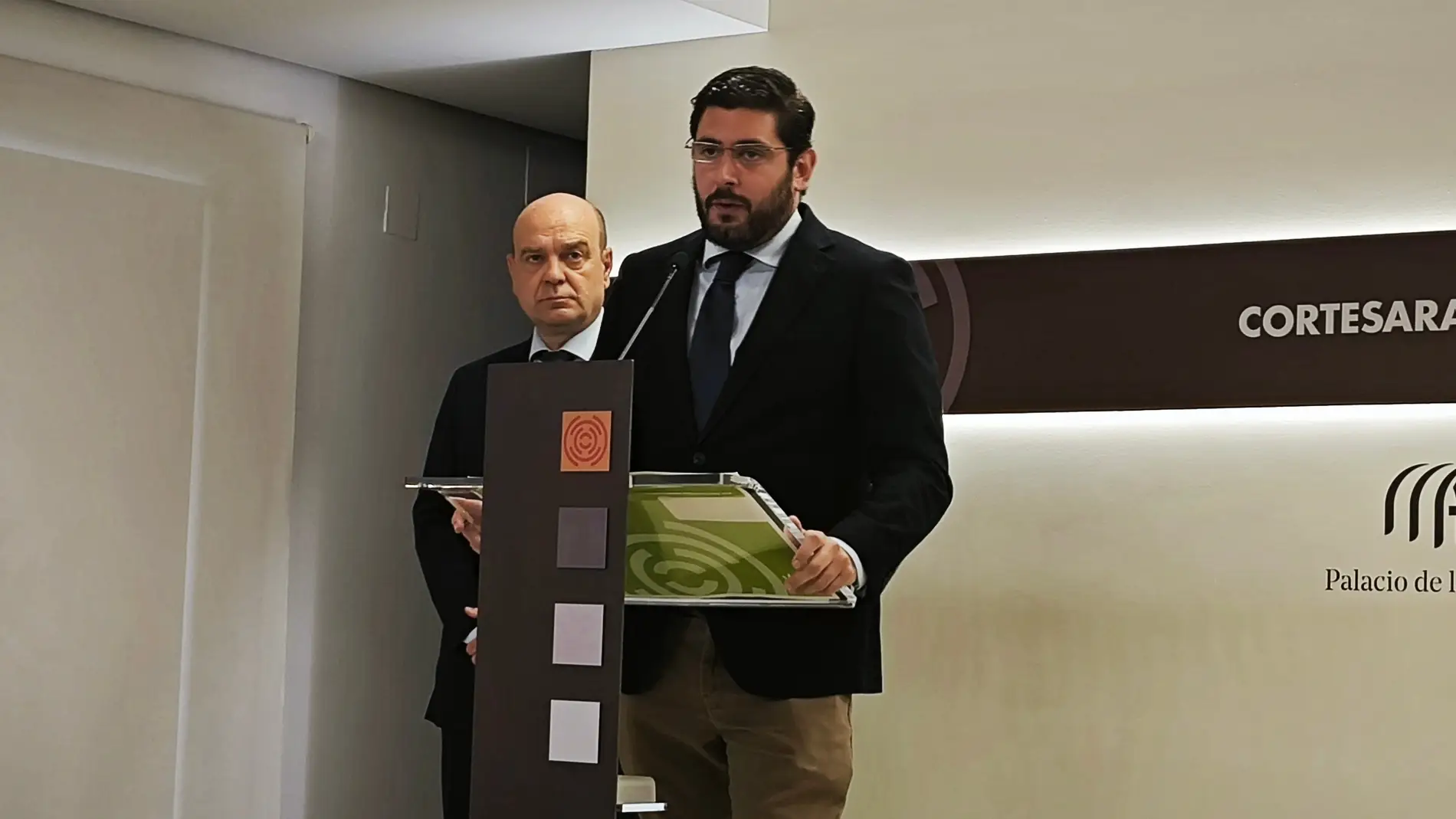 Alejandro Nolasco y Santiago Morón, durante la rueda de prensa de este jueves
