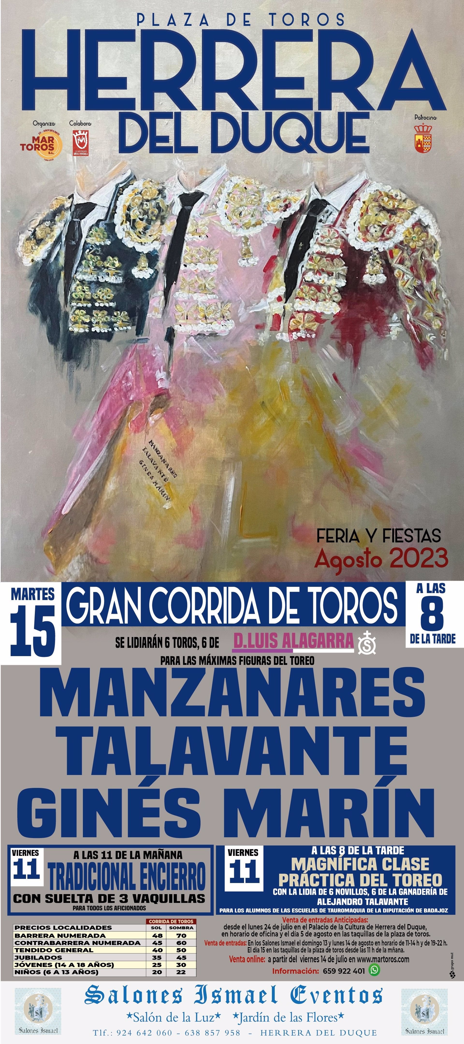Manzanares, Talavante y Ginés Marín en cartel el 15 de agosto en Herrera del Duque Manzanares, Talavante y Ginés Marín en cartel el 15 de agosto en Herrera del Duque