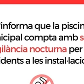 Cartel informativo del Ayuntamiento de Quart de les Valls en relación con los horarios de su piscina municipal Cartel informativo del Ayuntamiento de Quart de les Valls en relación con los horarios de su piscina municipal