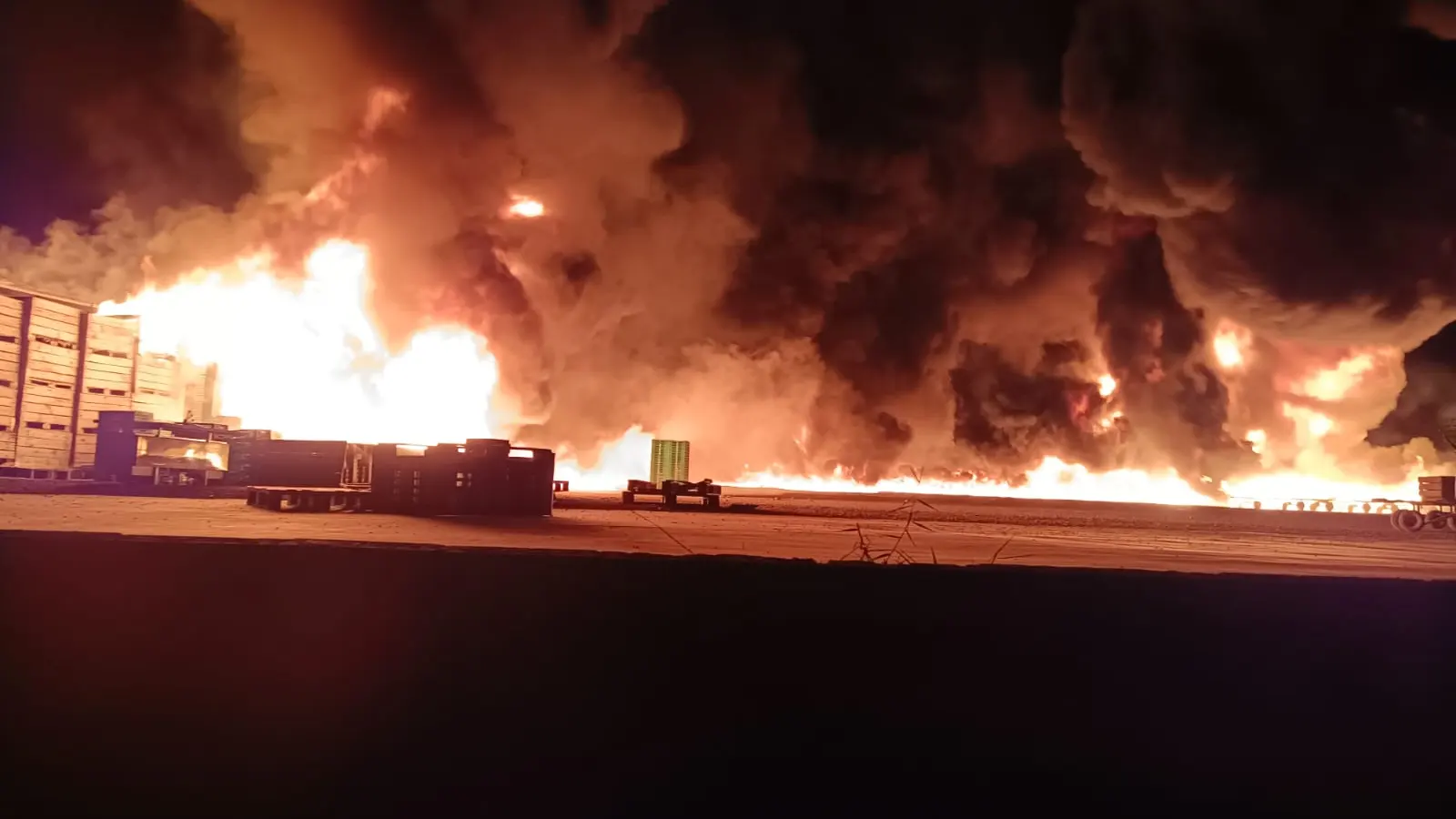 Imagen del fuego en la granja.