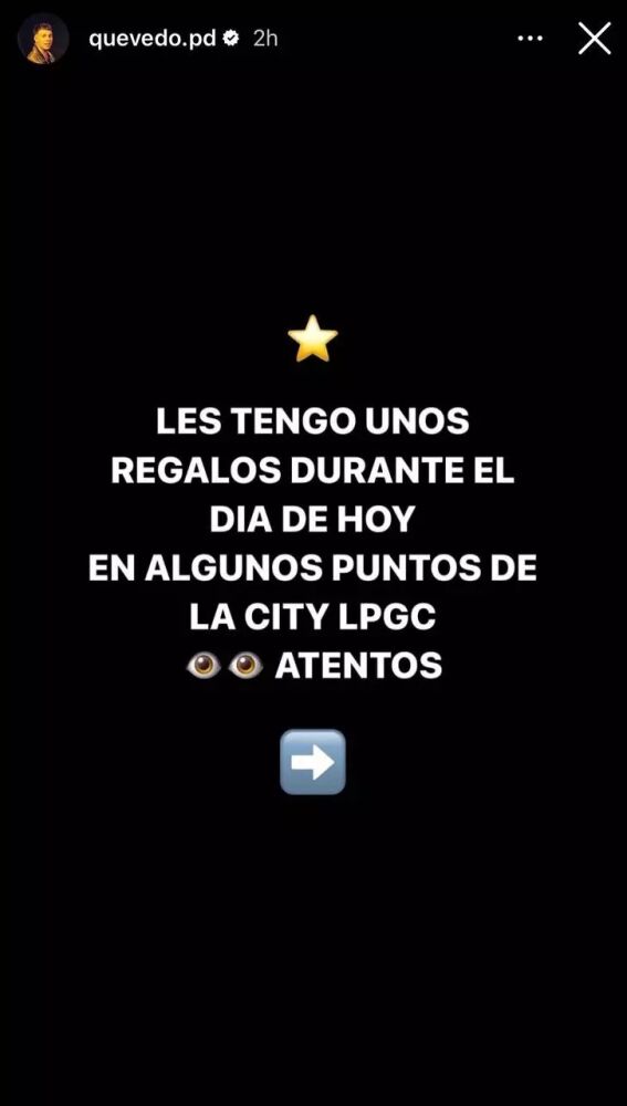 Storie del Instagram del cantante Quevedo