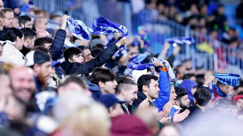 Aficionados del Málaga en La Rosaleda Aficionados del Málaga en La Rosaleda