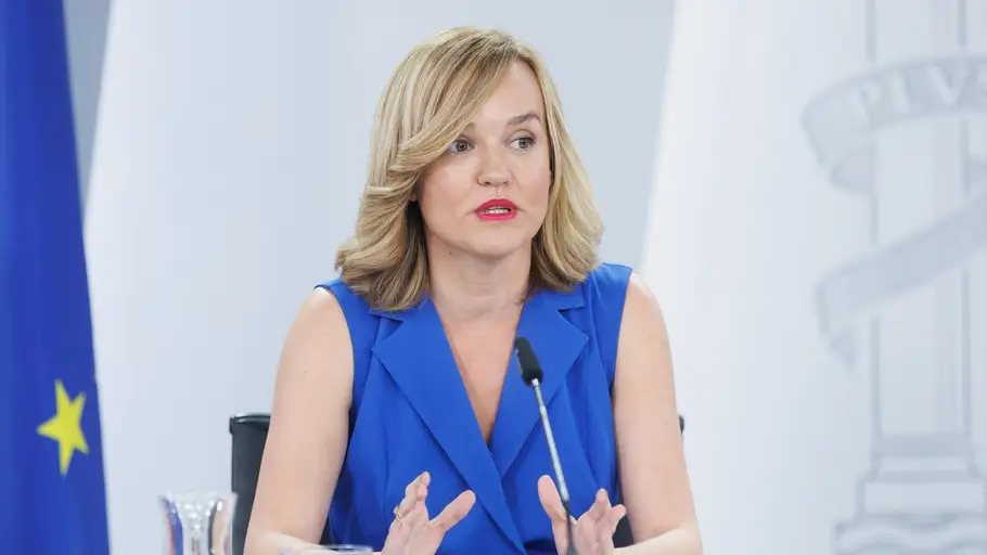 Pilar Alegría, durante una rueda de prensa posterior al Consejo de Ministros. Pilar Alegría, durante una rueda de prensa posterior al Consejo de Ministros.