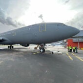 El avión A330 del Ejército del Aire, en su aterrizaje en el aeropuerto internacional de Niamey.
