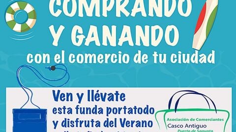 Cartel de la campaña comercial veraniega &#39;Comprando y ganando con el comercio de tu ciudad&#39;