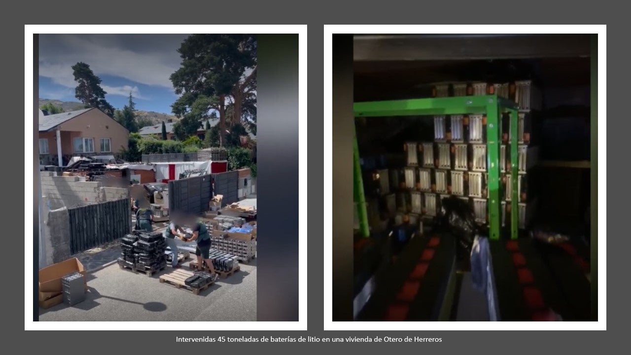 La Guardia Civil interviene 45 toneladas de baterías de litio en una vivienda de Otero de Herreros La Guardia Civil interviene 45 toneladas de baterías de litio en una vivienda de Otero de Herreros