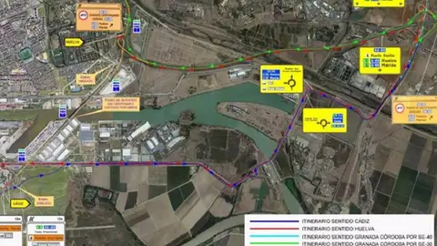 Corte de tráfico en la SE-30 hasta el 11 de agosto por obras en el puente del Centenario Corte de tráfico en la SE-30 hasta el 11 de agosto por obras en el puente del Centenario