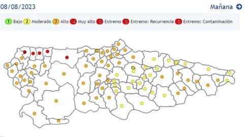 Captura incendios Asturias 8-8-2023