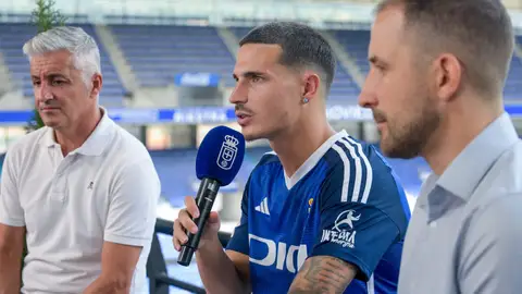 Jaime Seoane, en su presentación como jugador del Oviedo Jaime Seoane, en su presentación como jugador del Oviedo