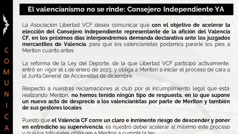 Libertad VCF anuncia una demanda contra el Meriton Libertad VCF anuncia una demanda contra el Meriton