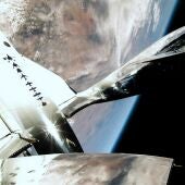 Fotografía cedida por Virgin Galactic que muestra una vista de su vuelo espacial suborbital Unity 25.