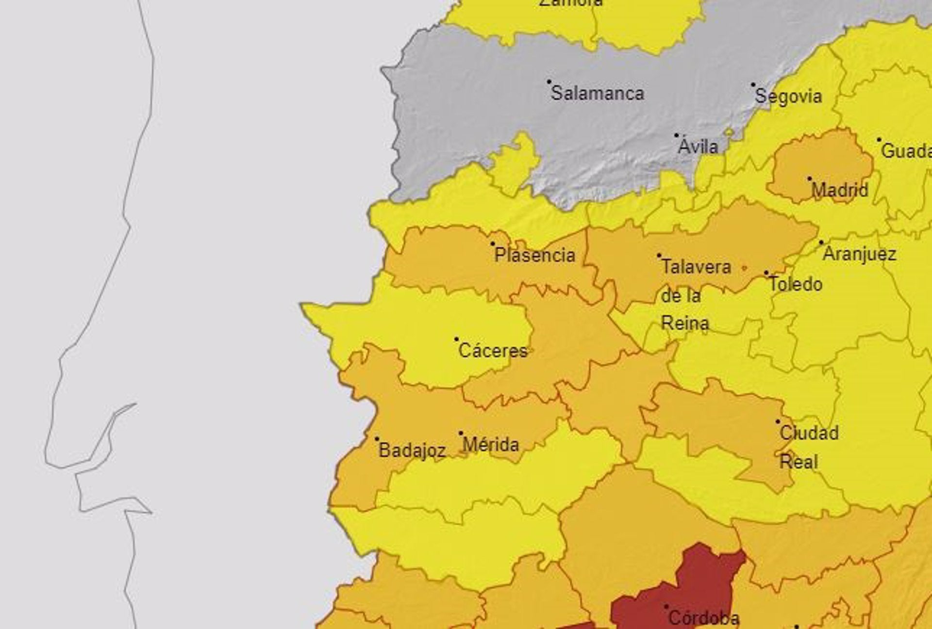 Este viernes regresan las alertas naranjas por altas temperaturas a 4 comarcas extremeñas Este viernes regresan las alertas naranjas por altas temperaturas a 4 comarcas extremeñas