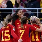 Las jugadoras de la selección española celebran la clasificación para las semifinales del Mundial femenino
