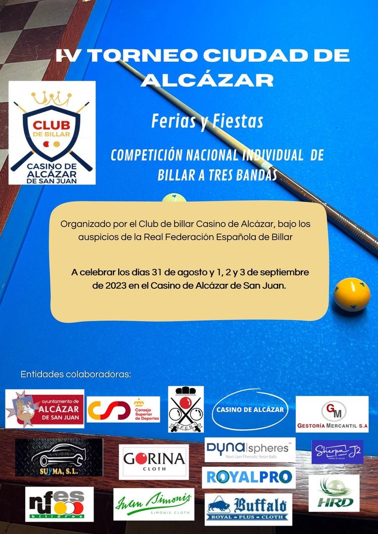 Se prepara el IV Torneo de Billar "Ciudad de Alcázar" Se prepara el IV Torneo de Billar "Ciudad de Alcázar"