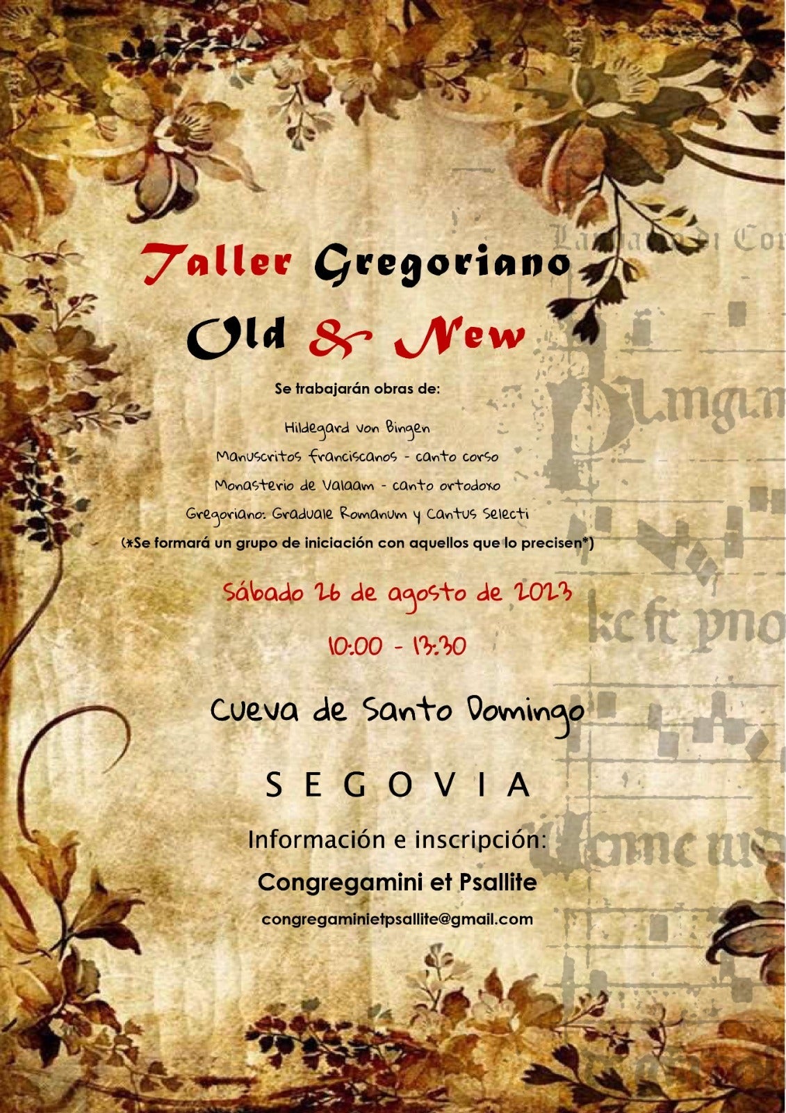 Taller canto gregoriano Old & New Taller canto gregoriano Old & New