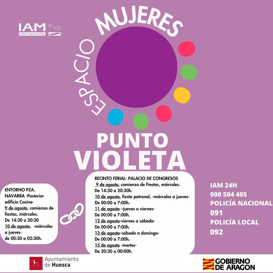 El Punto Violeta realizó 109 intervenciones durante las fiestas de Huesca El Punto Violeta realizó 109 intervenciones durante las fiestas de Huesca