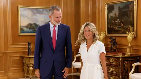 El rey Felipe VI recibe este lunes en el Palacio de la Zarzuela a la líder de Sumar, Yolanda Díaz El rey concluye la primera jornada de la ronda de consultas con Yolanda Díaz