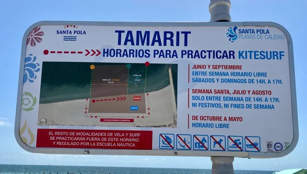Horarios en los que se practica kitesurf en Playa Tamarit de Santa Pola