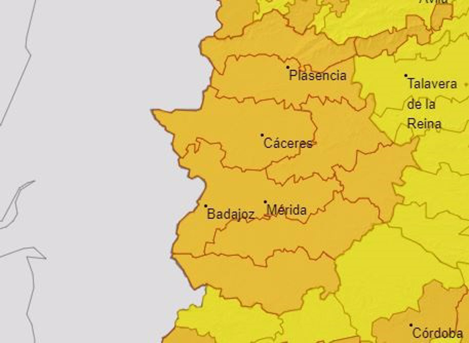 Toda Extremadura estará este miércoles con aviso naranja por calor, con máximas que podrían superar los 43ºC Toda Extremadura estará este miércoles con aviso naranja por calor, con máximas que podrían superar los 43ºC