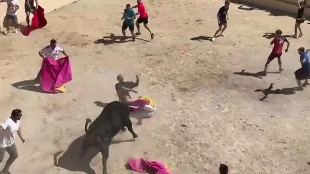 Impactantes imágenes de un toro corneando y levantando en el aire a un turista francés en Liétor Impactantes imágenes de un toro corneando y levantando en el aire a un turista francés en Liétor