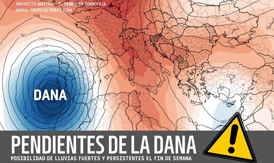 Seguimos muy pendientes de la formación de una DANA o gota fría durante el fin de semana Seguimos muy pendientes de la formación de una DANA o gota fría durante el fin de semana