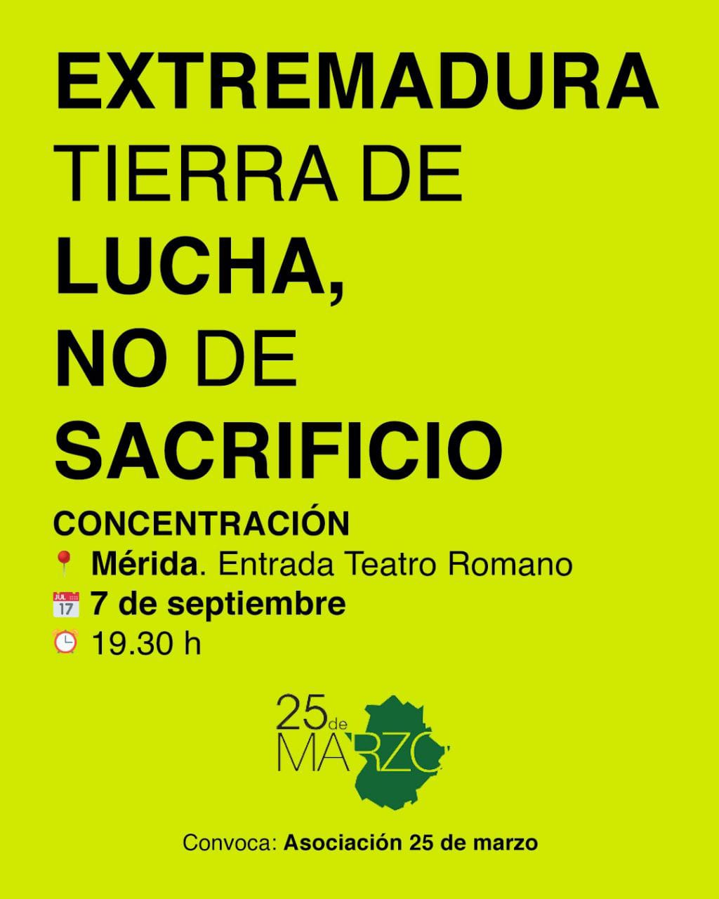 La Asociación 25 de Marzo se concentrará este jueves en Mérida para reivindicar su manifiesto por una Extremadura en lucha La Asociación 25 de Marzo se concentrará este jueves en Mérida para reivindicar su manifiesto por una Extremadura en lucha