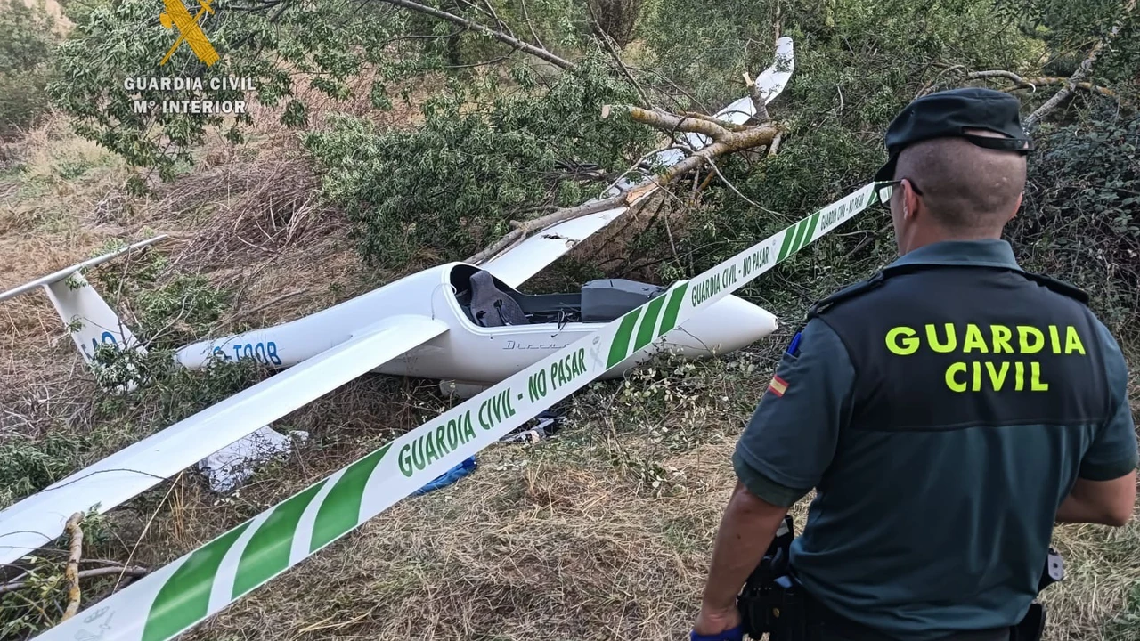 Imagen del planeador accidentado.
