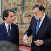 Los expresidentes José María Aznar y Mariano Rajoy