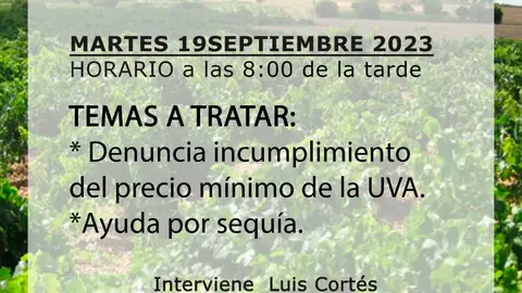 Cartel reunión para hablar del precio de la uva Cartel reunión para hablar del precio de la uva