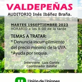Cartel reunión para hablar del precio de la uva Cartel reunión para hablar del precio de la uva