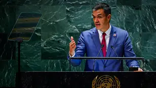 El presidente del Gobierno, Pedro Sánchez, durante su discurso ante la ONU