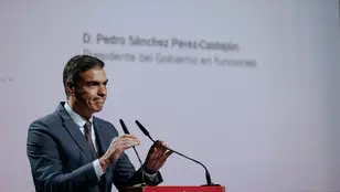 El presidente del Gobierno en funciones, Pedro Sánchez, durante su intervención en el Instituto Cervantes