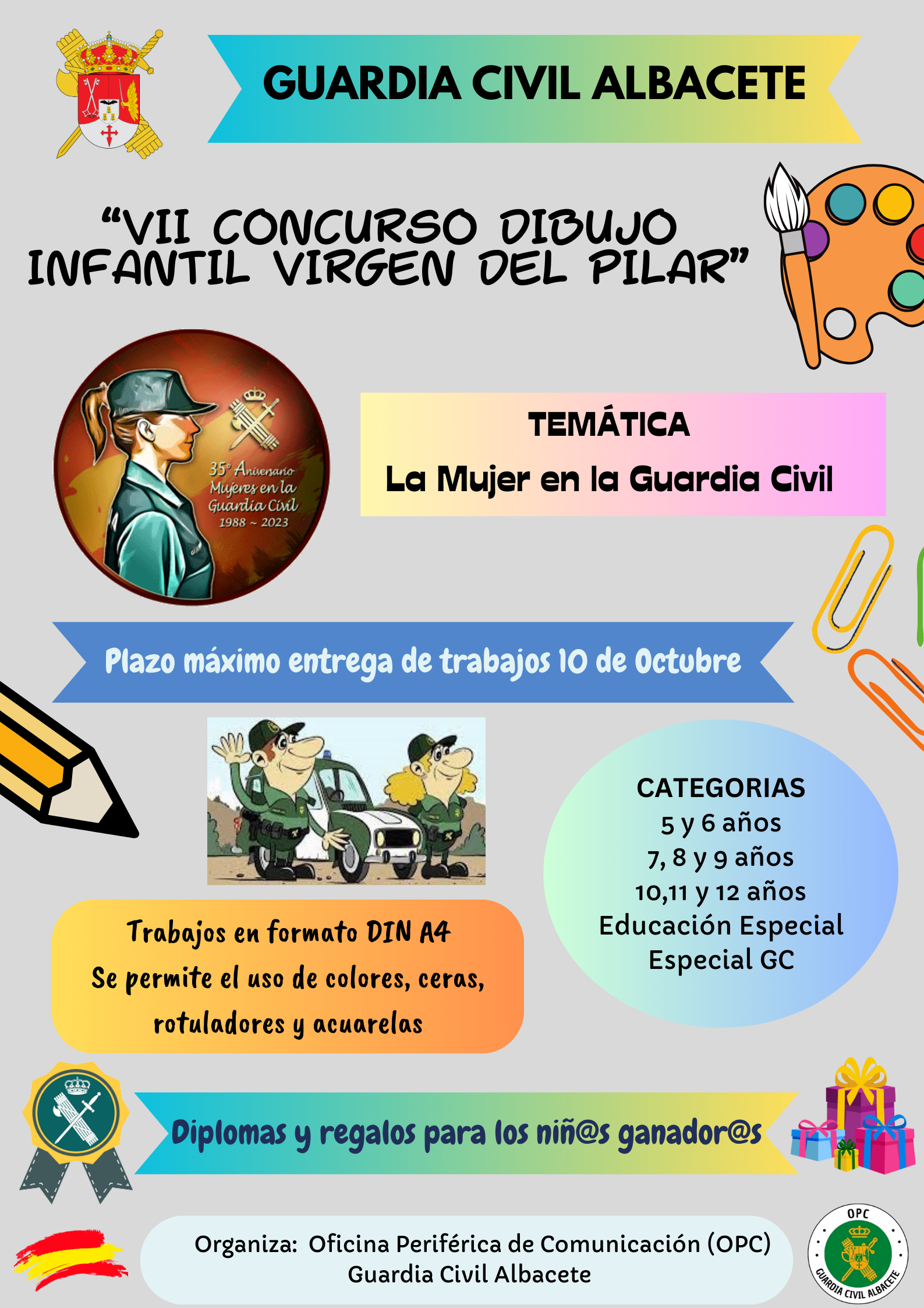 Concurso de dibujo infantil dedicado al ingreso de la mujer en la Guardia Civil Concurso de dibujo infantil dedicado al ingreso de la mujer en la Guardia Civil