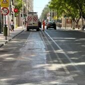 Imagen de archivo de la eliminación del carril bici de la calle Juan Carlos I de Elche.