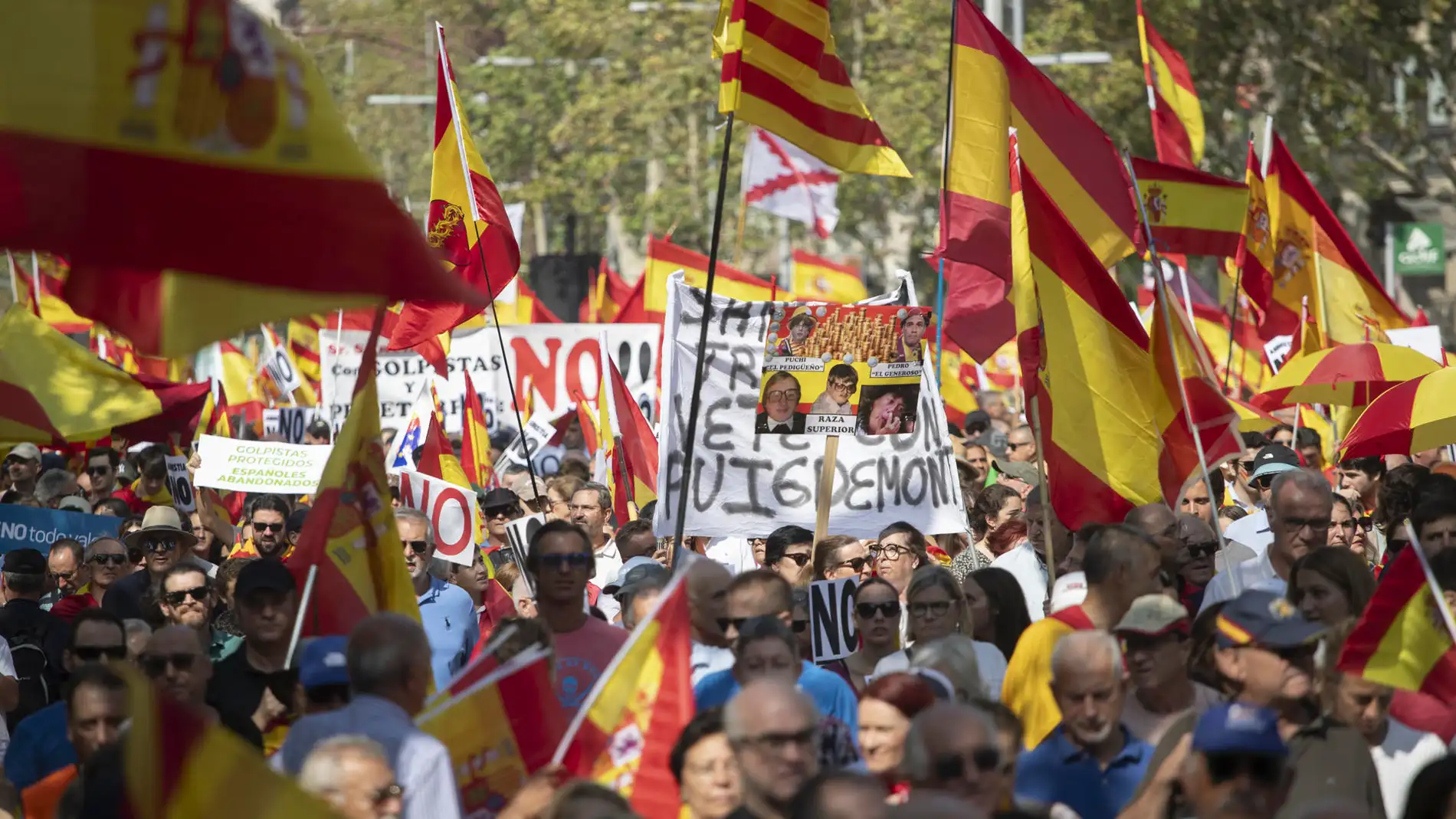 Miles de personas acuden a la manifestación contra la amnistía en Barcelona