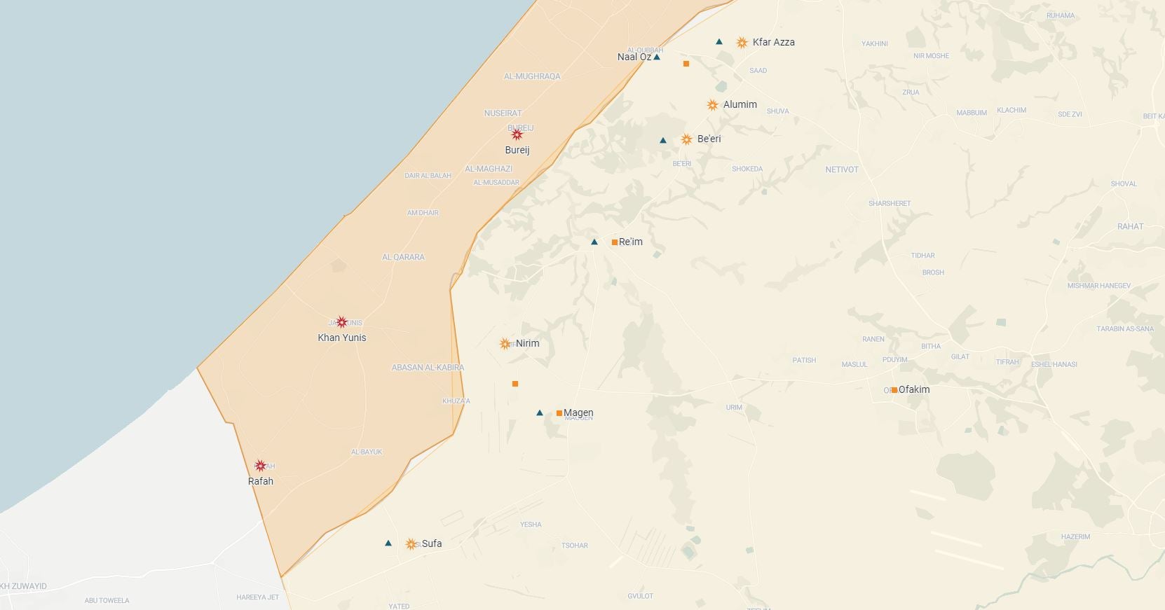 El mapa de los enfrentamientos de la Guerra entre Israel y Palestina El mapa de los enfrentamientos de la Guerra entre Israel y Palestina