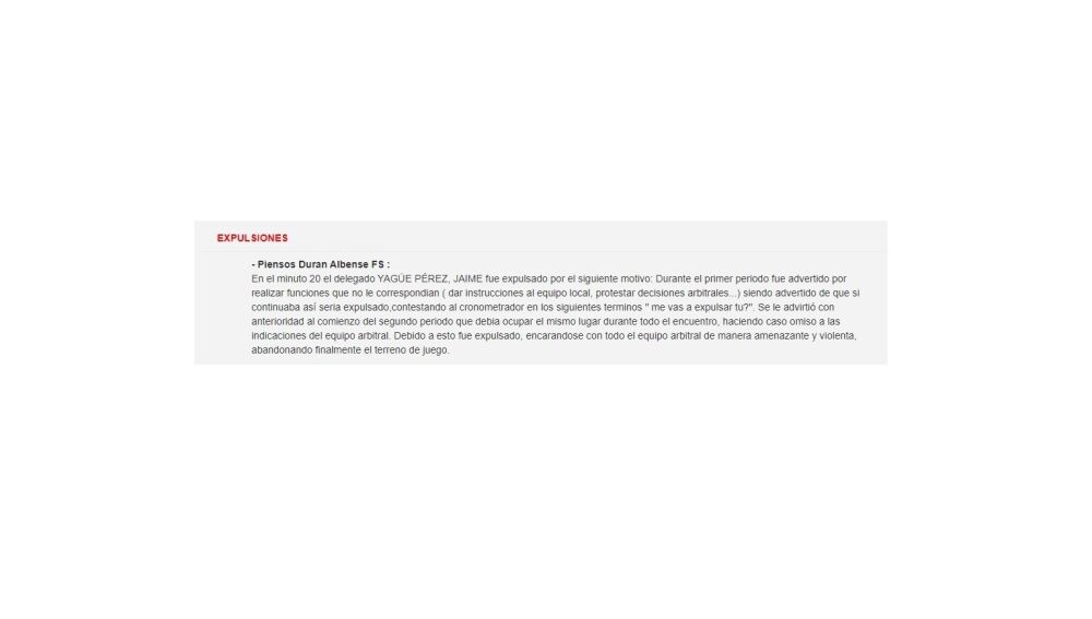 Parte del acta del Piensos Durán Albense - Guardo