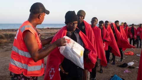 Migrantes llegados hasta Antigua, en Fuerteventura