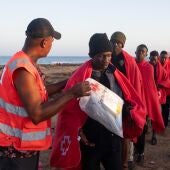 Migrantes llegados hasta Antigua, en Fuerteventura