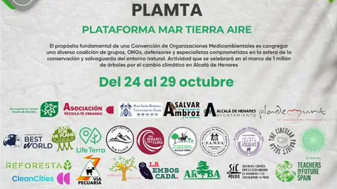 Alcalá de Henares acogerá la segunda Convención de Organizaciones Medioambientales de la plataforma PLAMTA Cartel de la II Convención de Organizaciones Medioambientales de PLAMTA